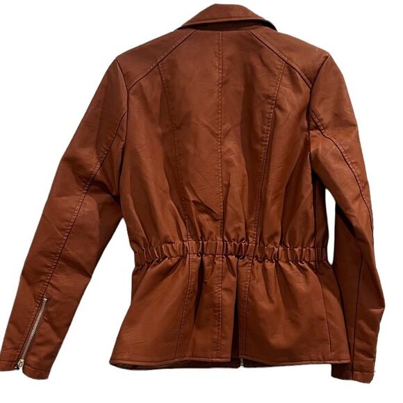 Baccini Womens Moto Jacket Faux Leather Zip Pockets Lined SIZE Small - Picture 2 of 6